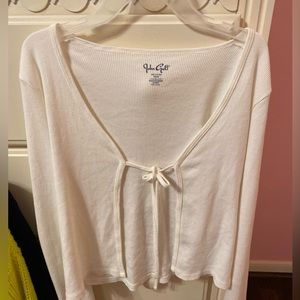 brandy melville white cardigan tied long sleeve